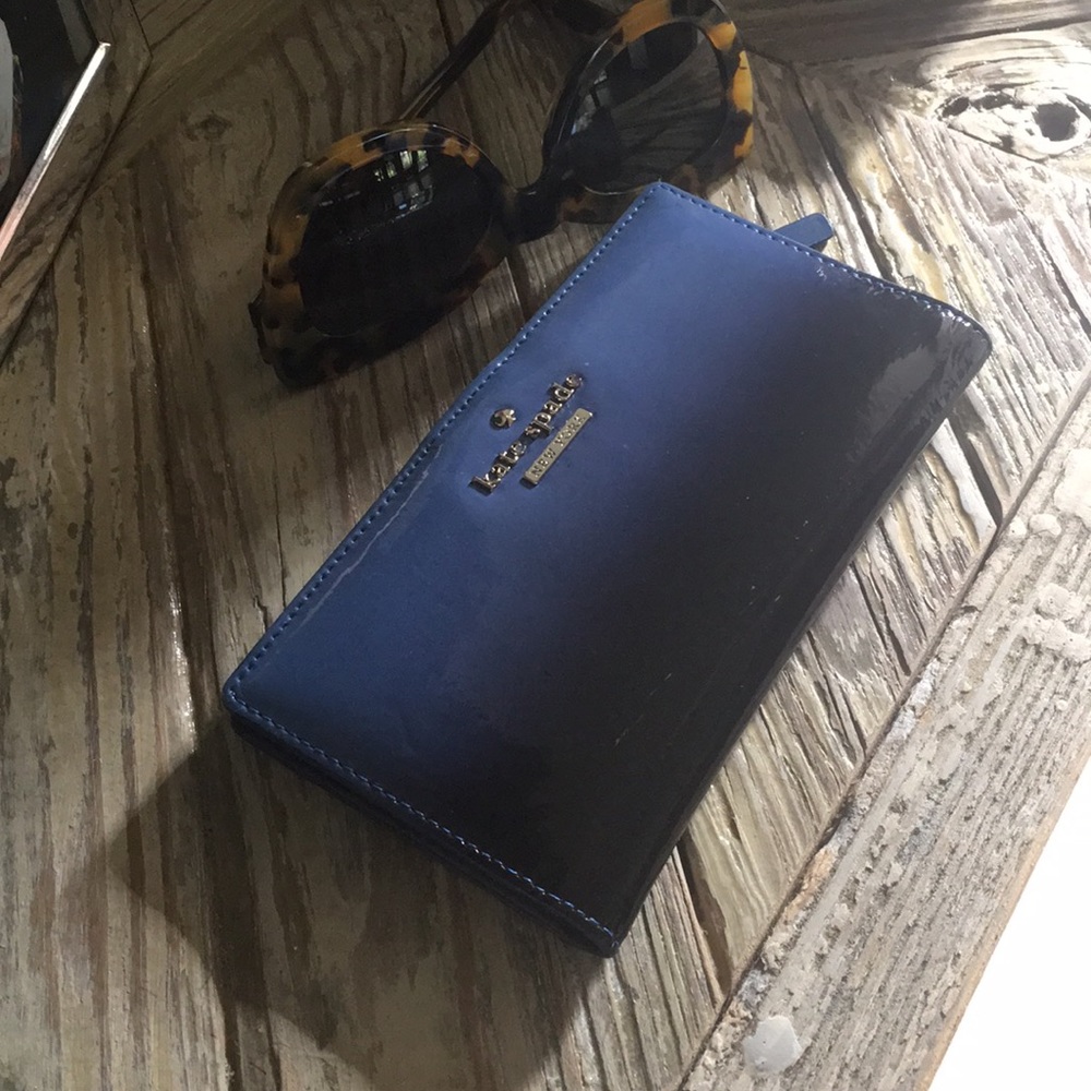 Kate Spade blue ombré patent leather wallet
